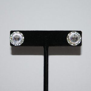 Beautiful silver and cz stud earrings .5"